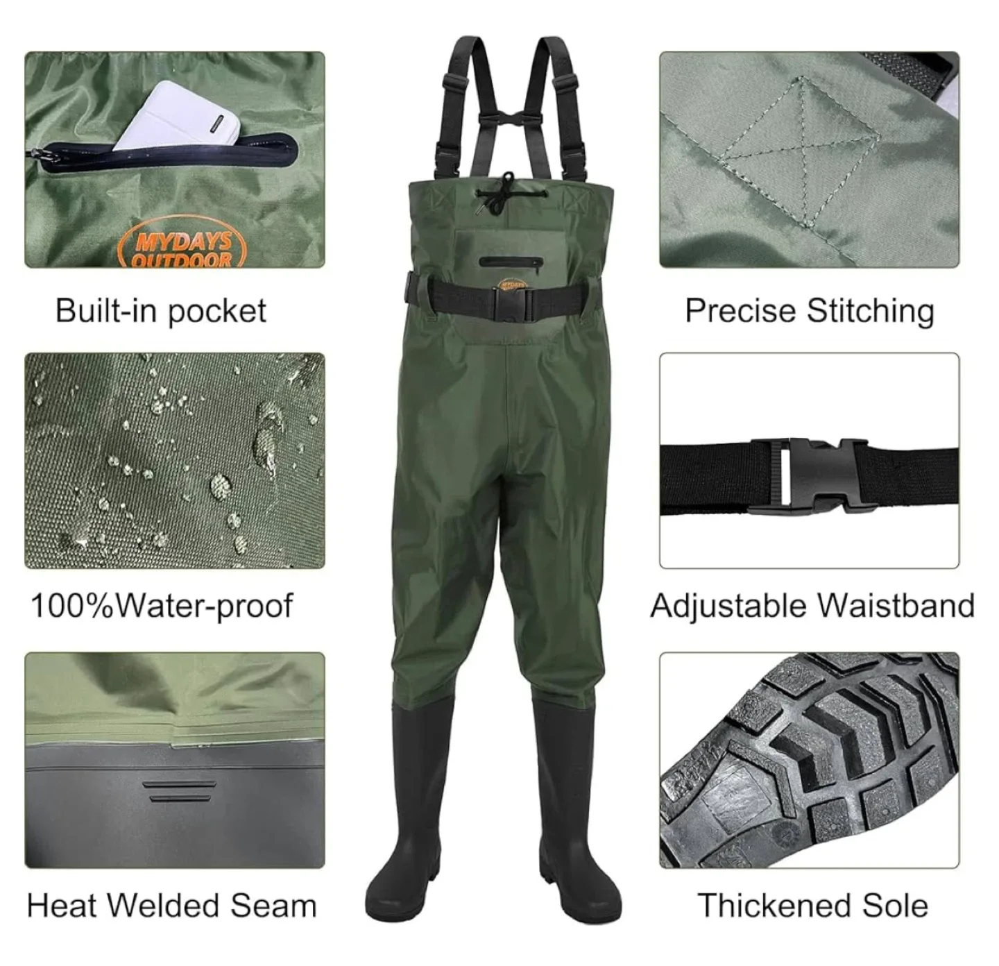 MYDAYS OUTDOOR Fishing Waders - Size 10 image indicator(2)