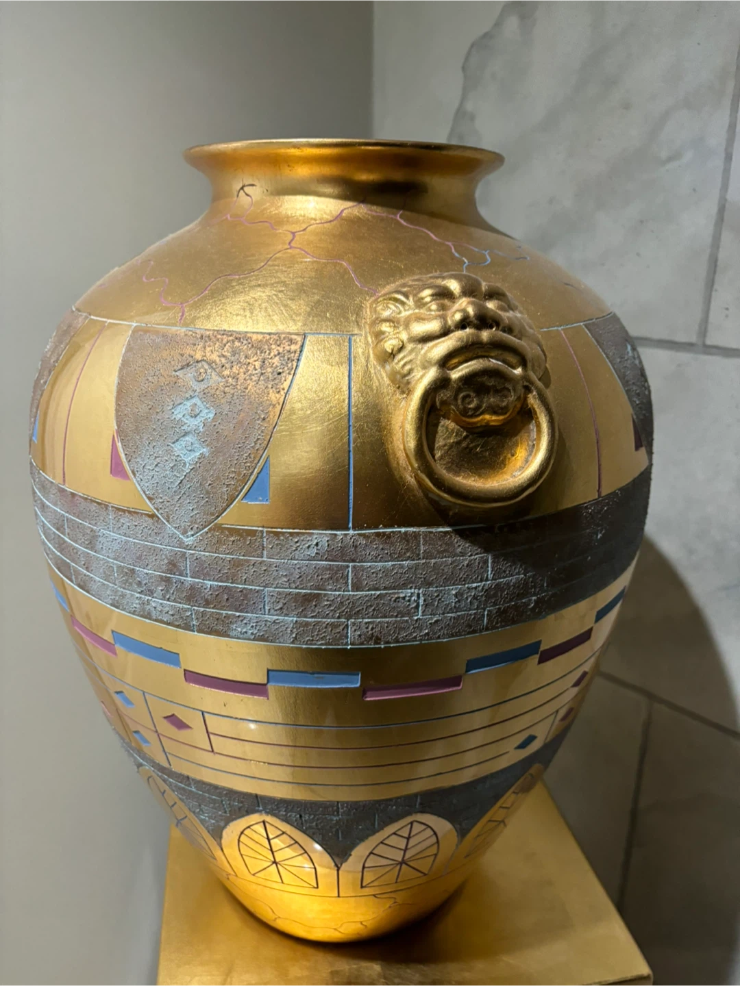 Decorative Gold Vase with Pedestal Stand - photo 3