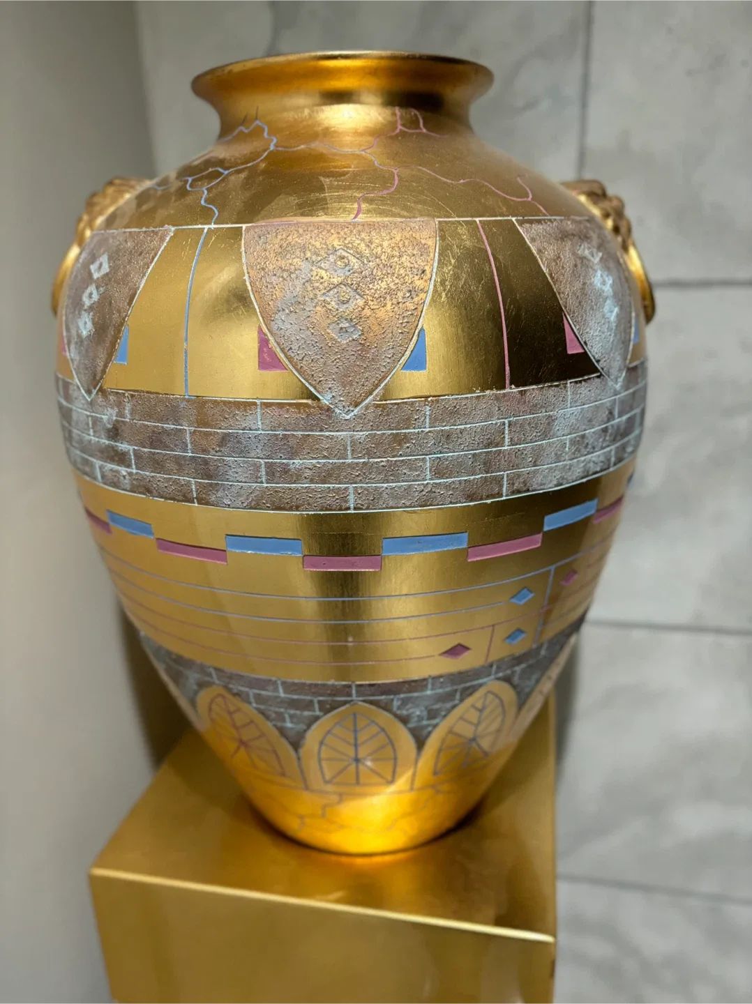 Decorative Gold Vase with Pedestal Stand image indicator(4)