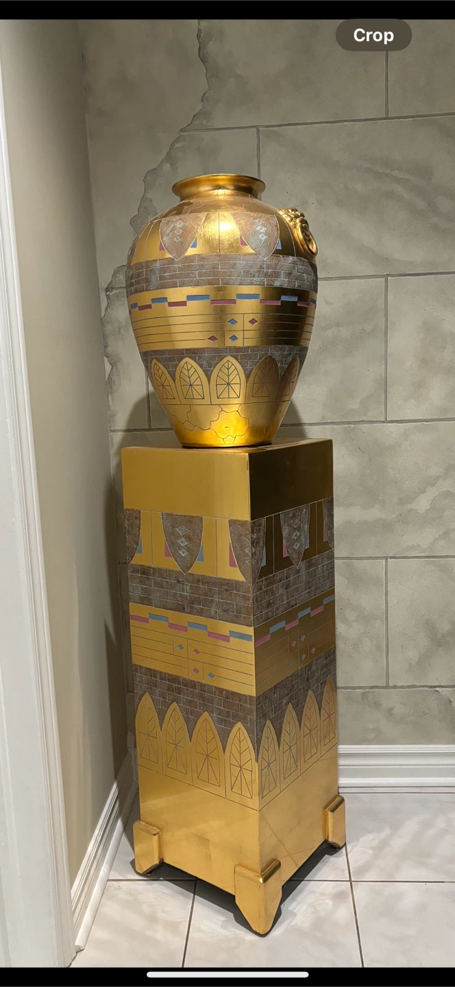 Decorative Gold Vase with Pedestal Stand