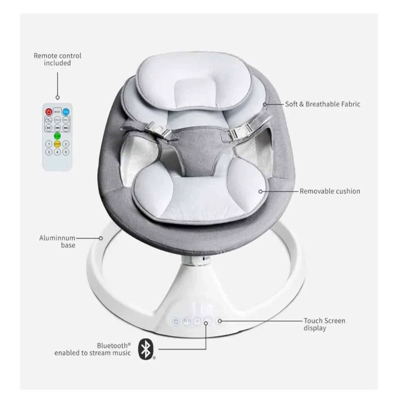 Lupfung Baby Swings for Infants w Remote - Bluetooth image indicator(2)
