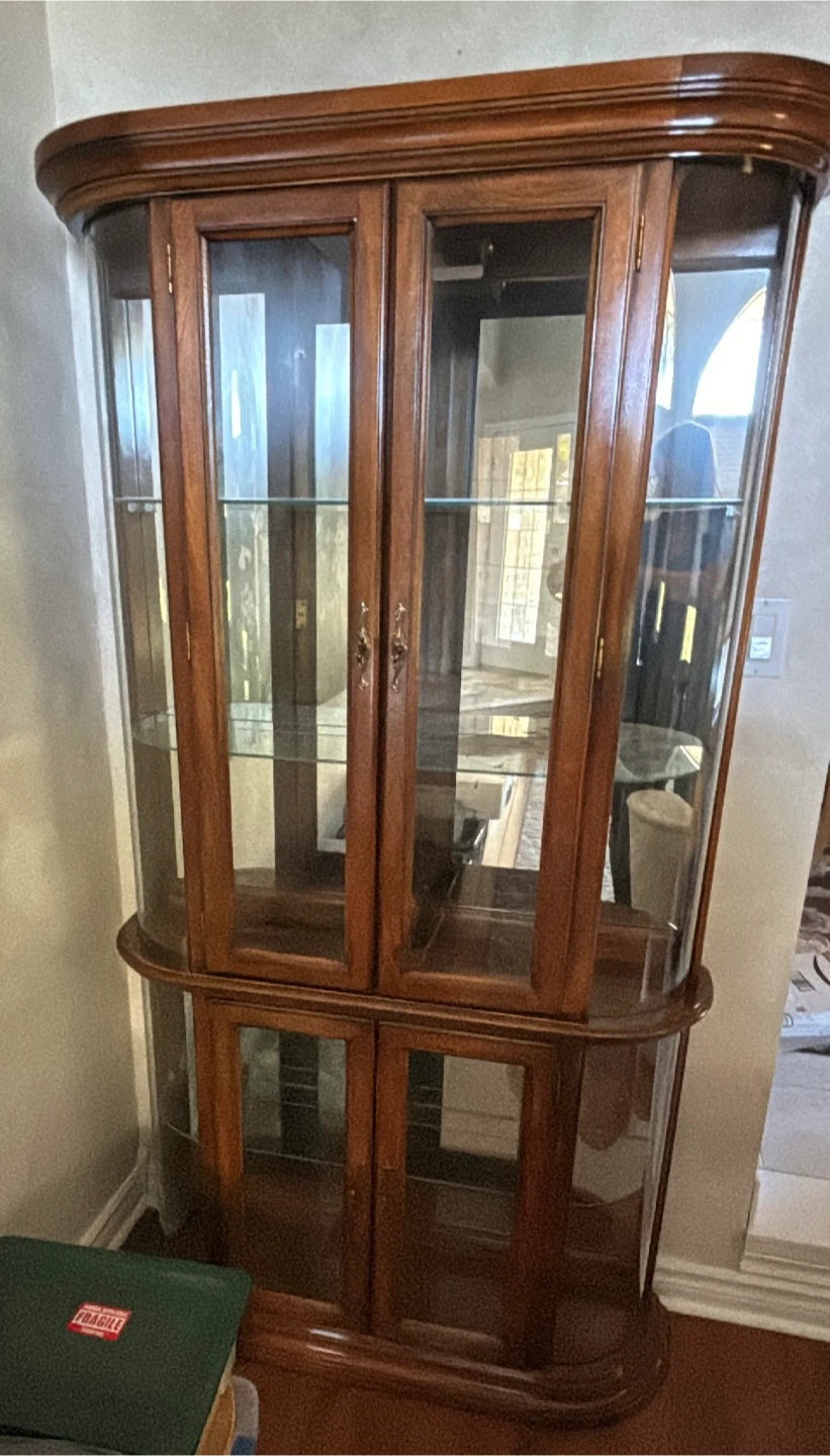 Wooden Curio Cabinet with Glass Doors