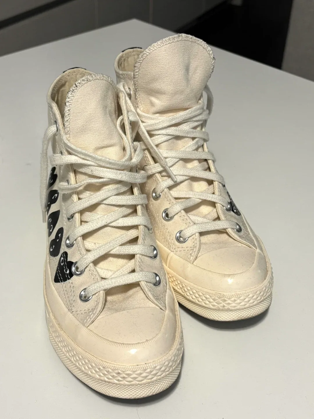 Converse x Comme des Garçons Cream High-Top Sneakers