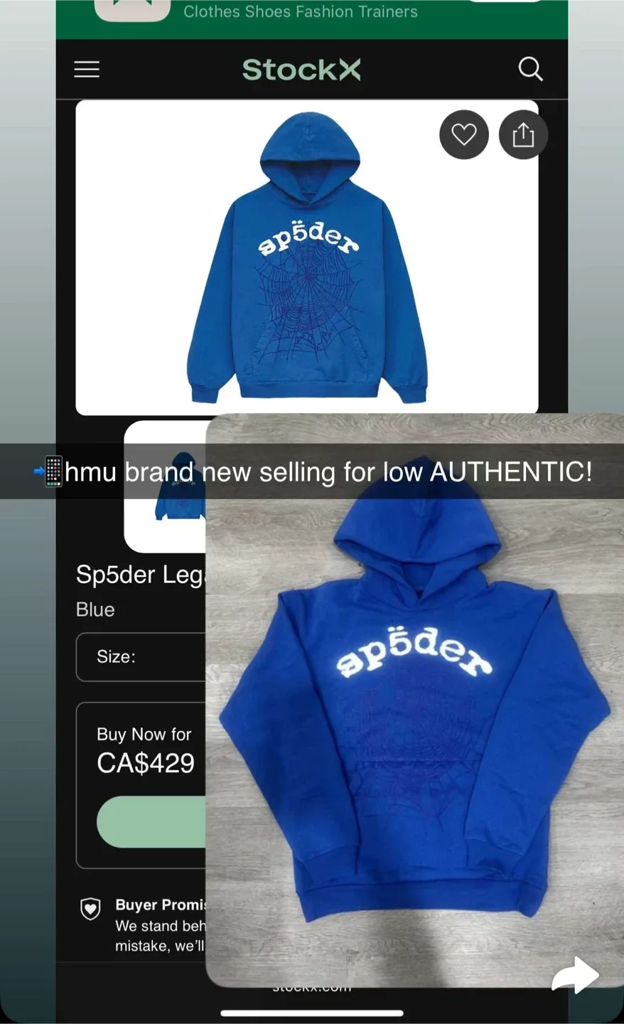 Sp5der Legend Blue Hoodie - Brand New! thumbnail