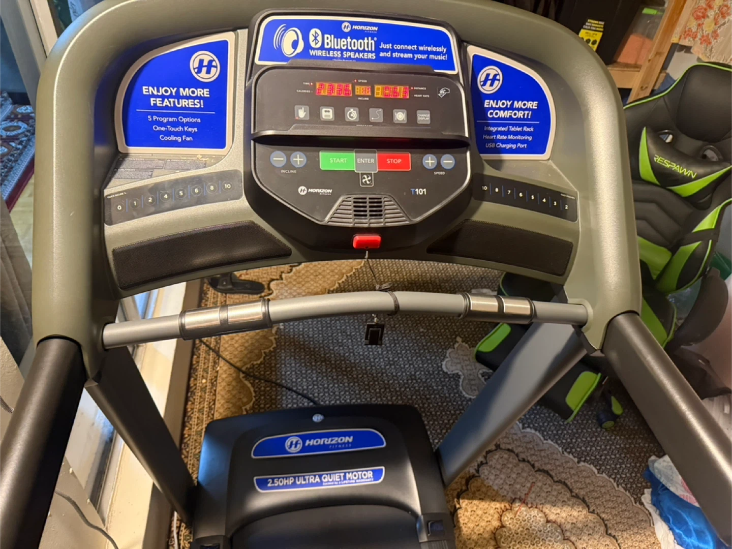 Horizon T101 Treadmill - 2.50HP Quiet Motor