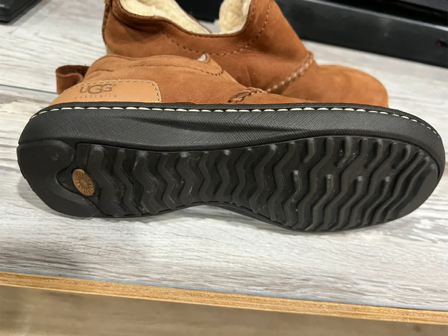 UGG Australia Brown Suede Leather Boots Size 6 image indicator(3)