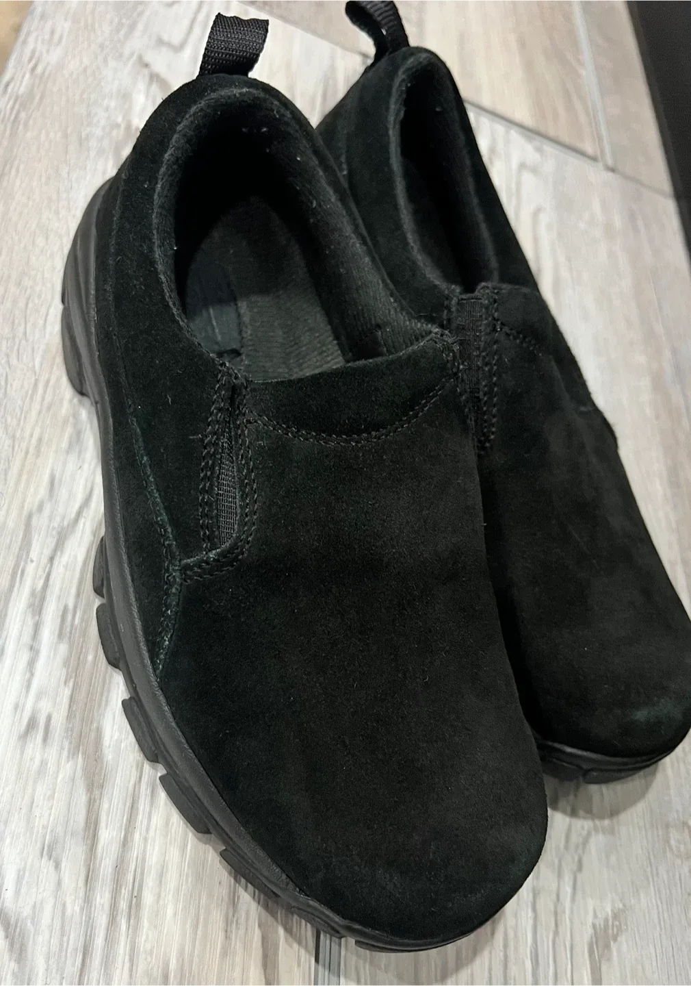 Lands' End Black Suede Slip-On Shoes