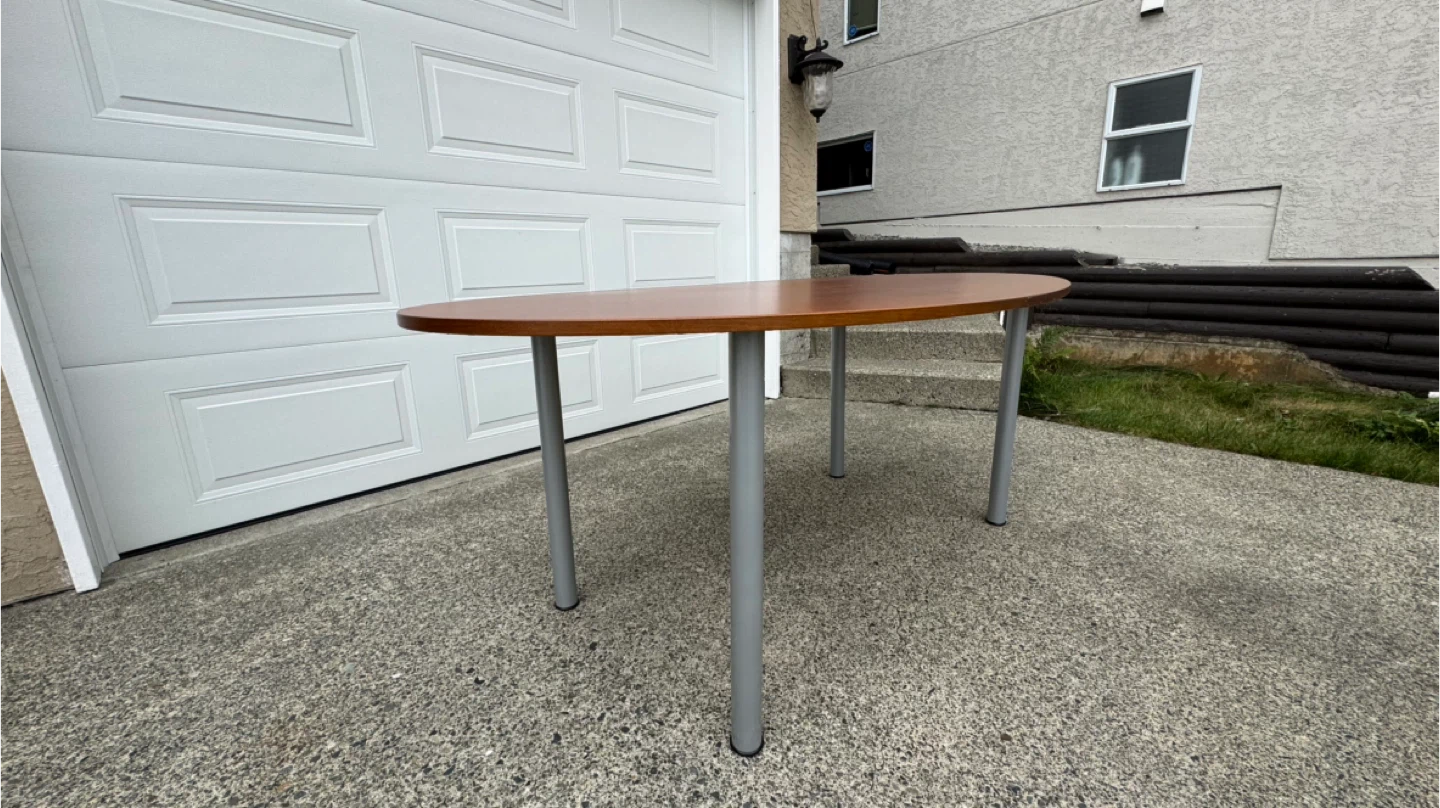 Oval Wooden Table with Silver Legs - photo 3