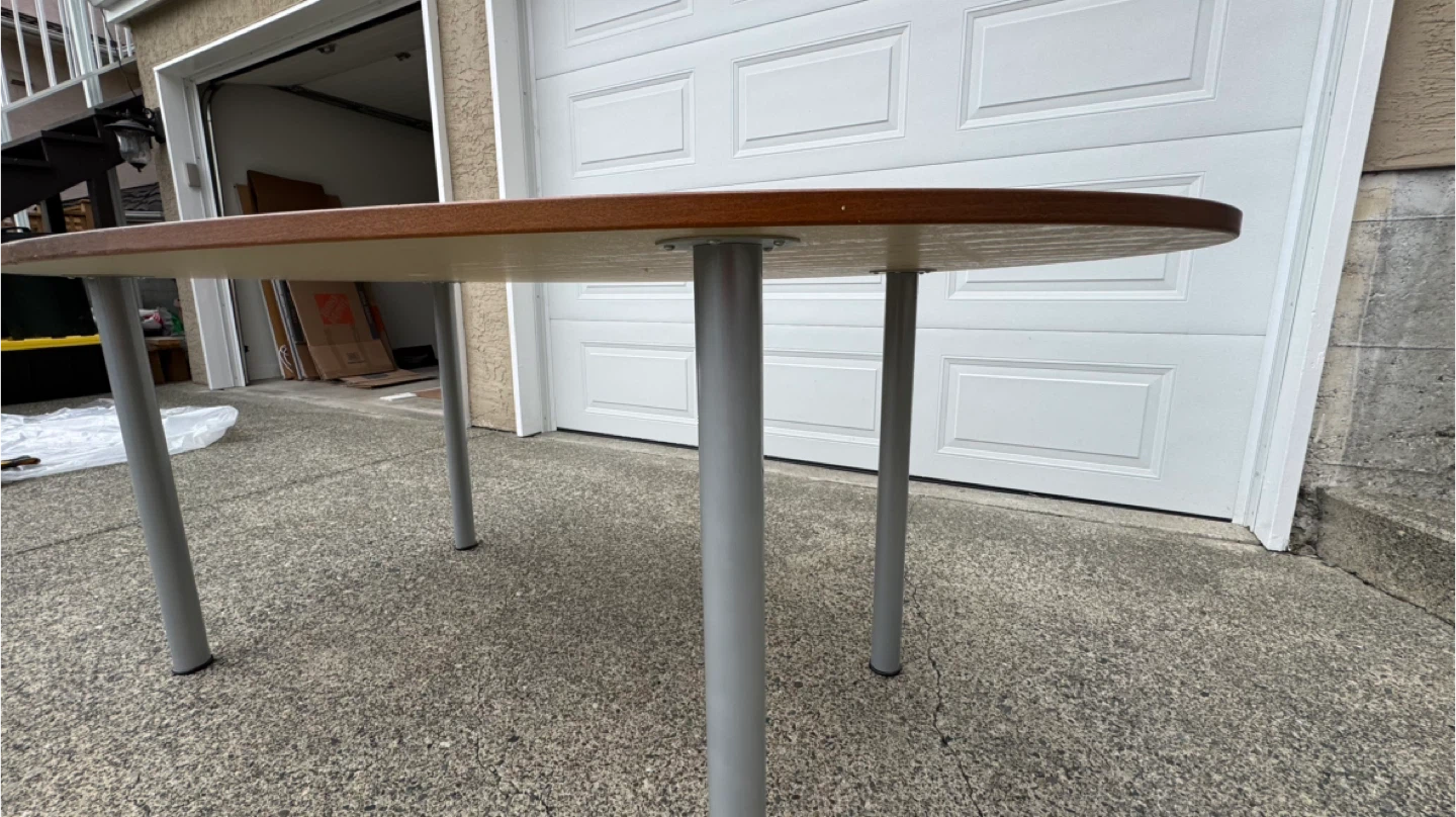 Oval Wooden Table with Silver Legs - photo 2