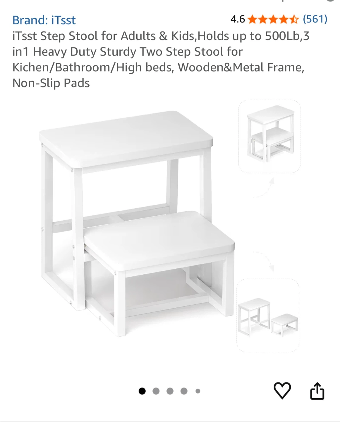 Two Step Stool Black/White (New)