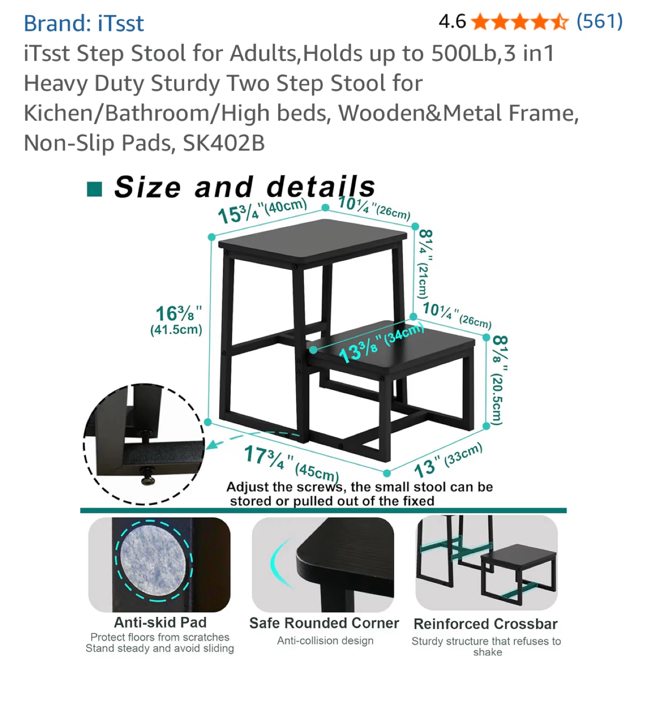 Two Step Stool Black/White (New) - photo 2