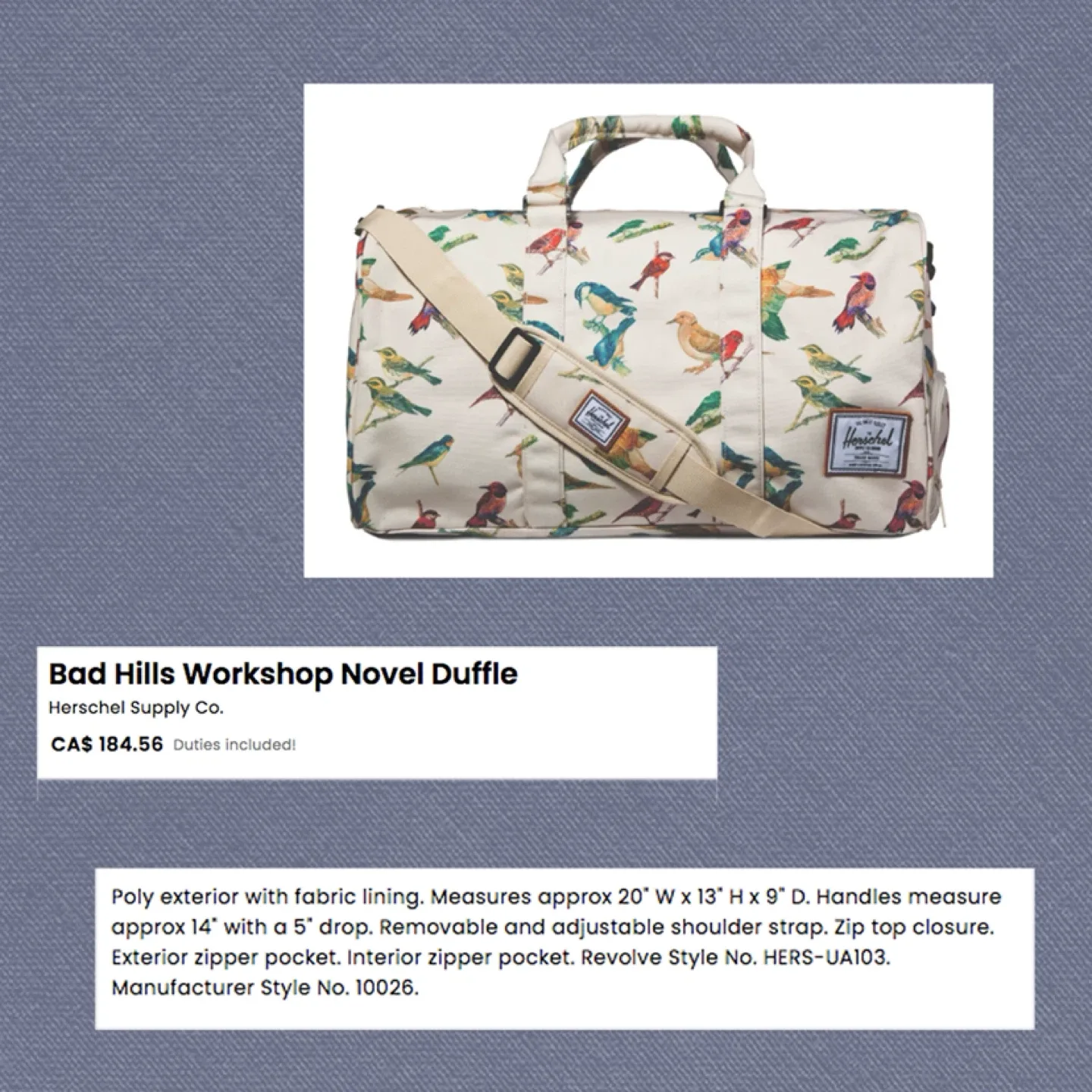 Herschel’s Supply Duffle Bag image indicator(2)