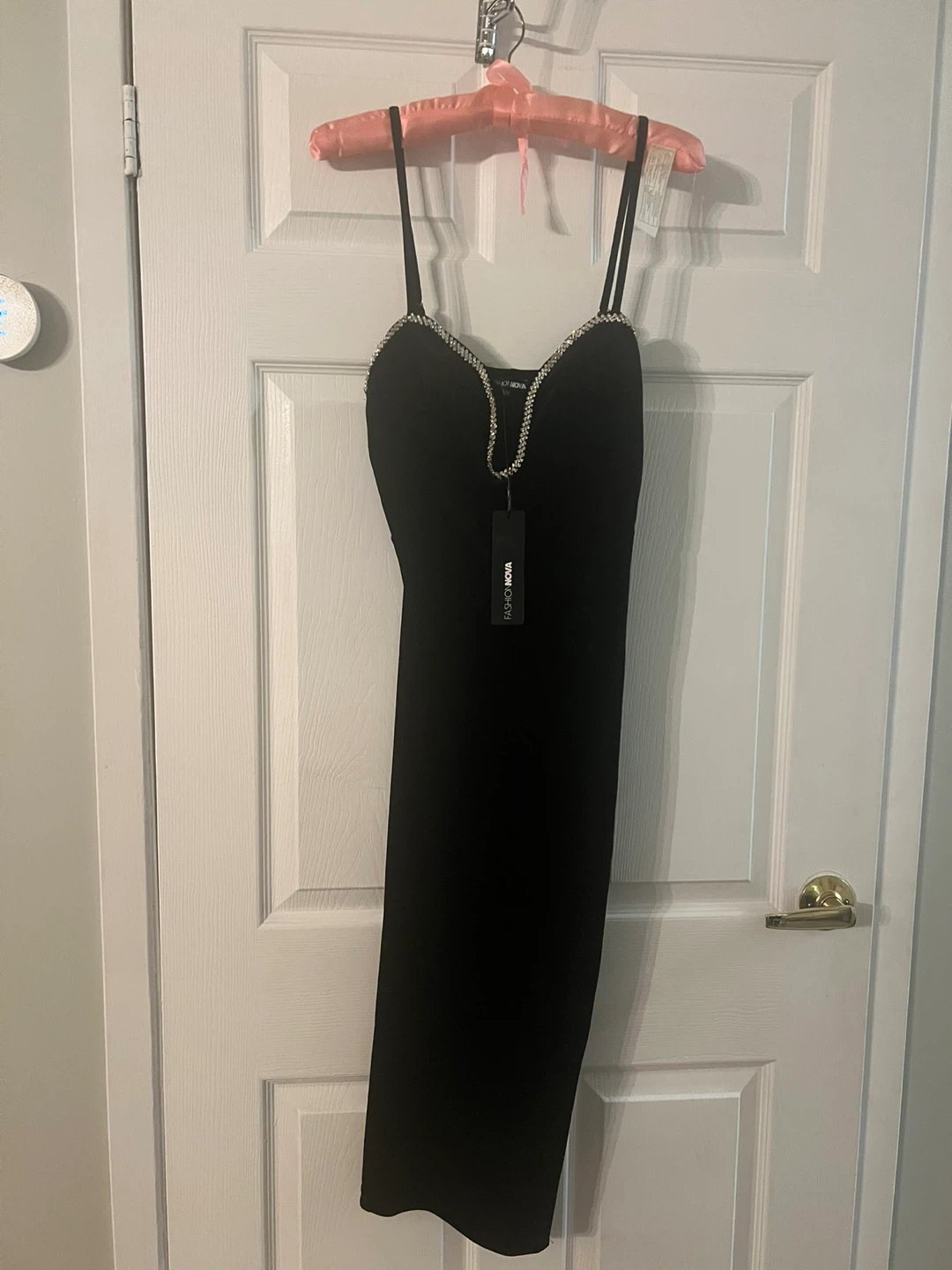 Brand New Fashion Nova Black Velvet Rhinestone Dress - photo 5