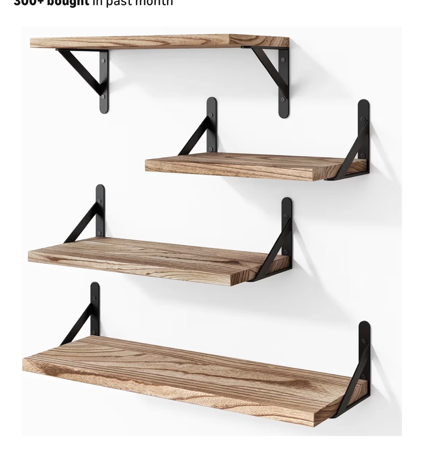Rustic Wood Floating Shelves, Set of 4