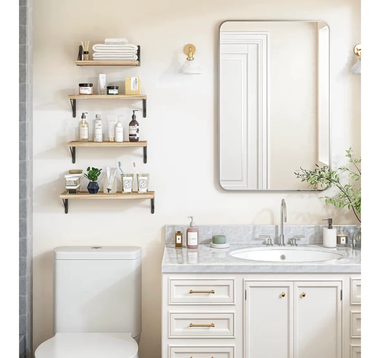 Rustic Wood Floating Shelves, Set of 4 image indicator(3)