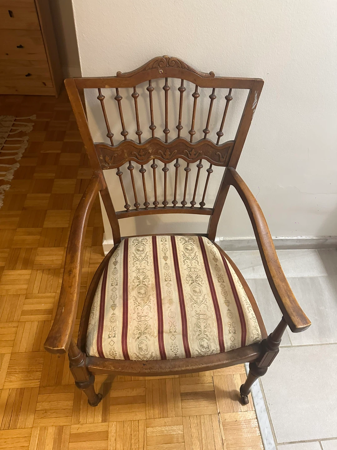 Vintage Armchair with Striped Cushion - photo 4