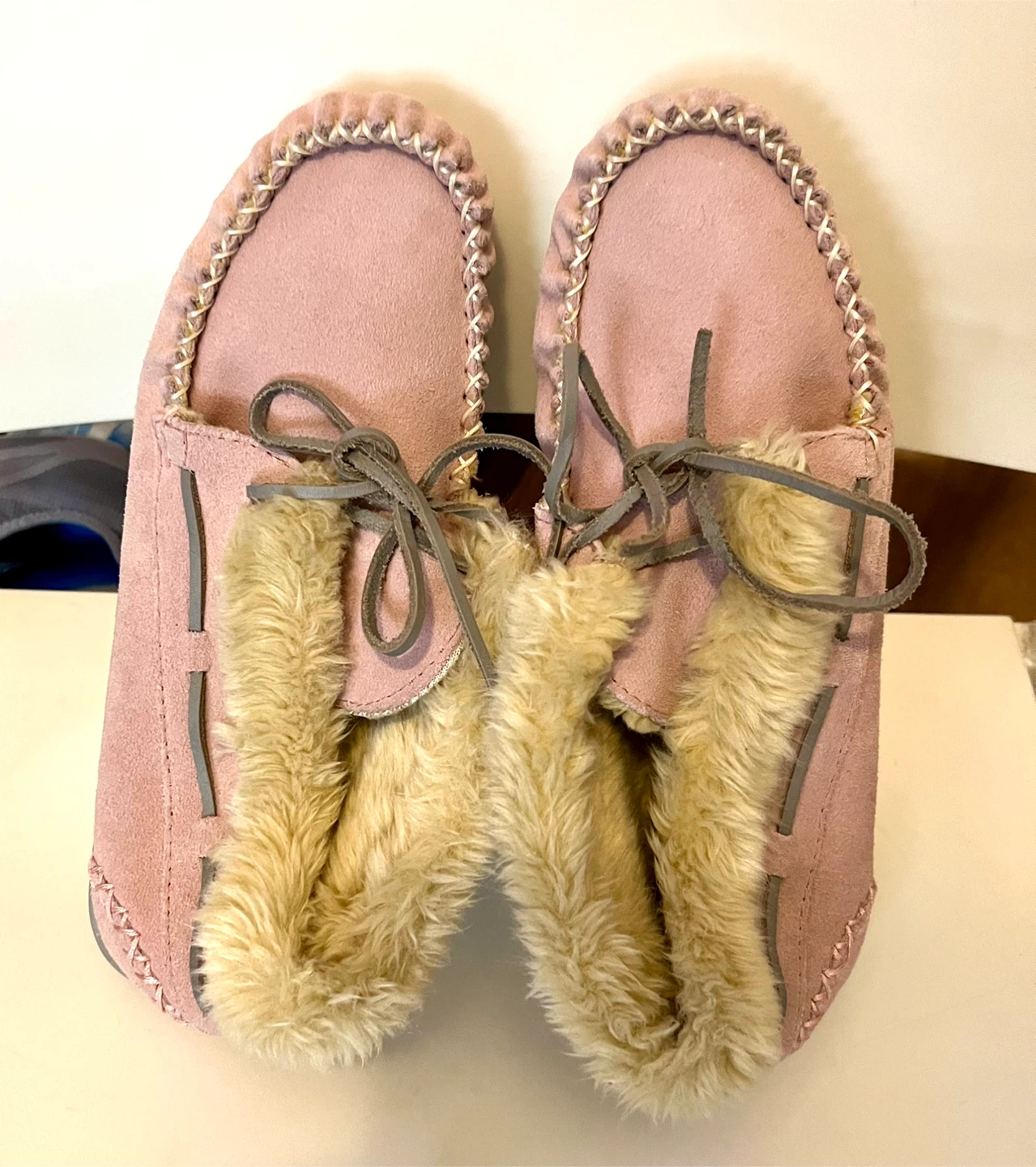 Moccasins Pink Suede Size 10 —Soft Moc