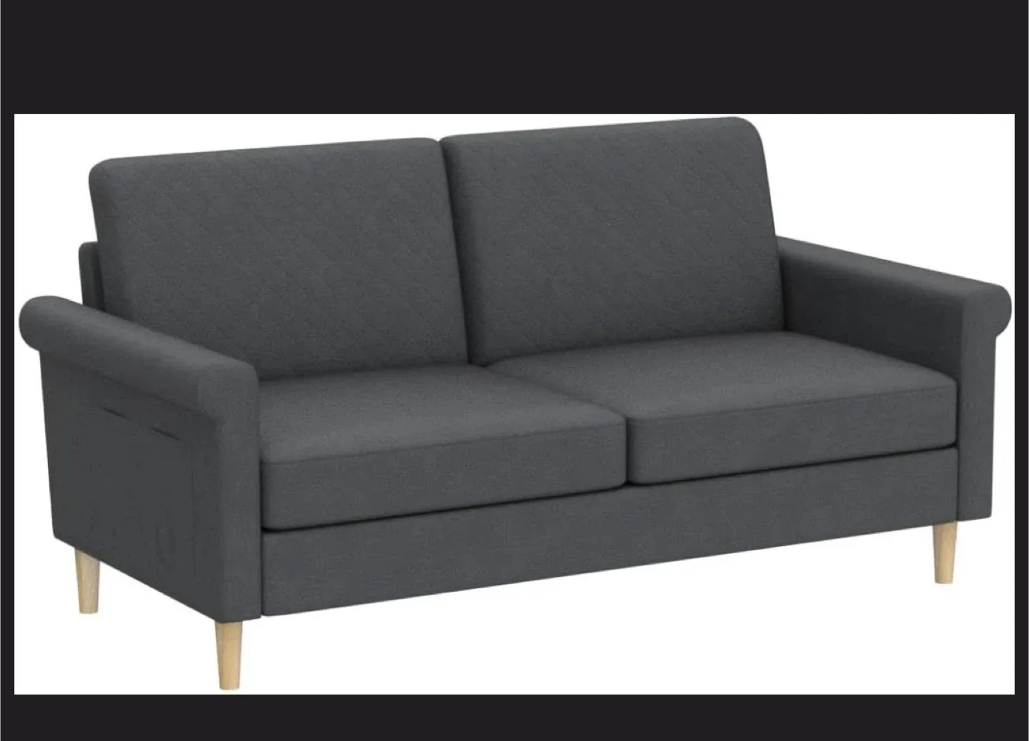 Grey Quilted Sofa -TOOL FREE ASSEMBLY- EASY TO TRANSPORT image indicator(4)