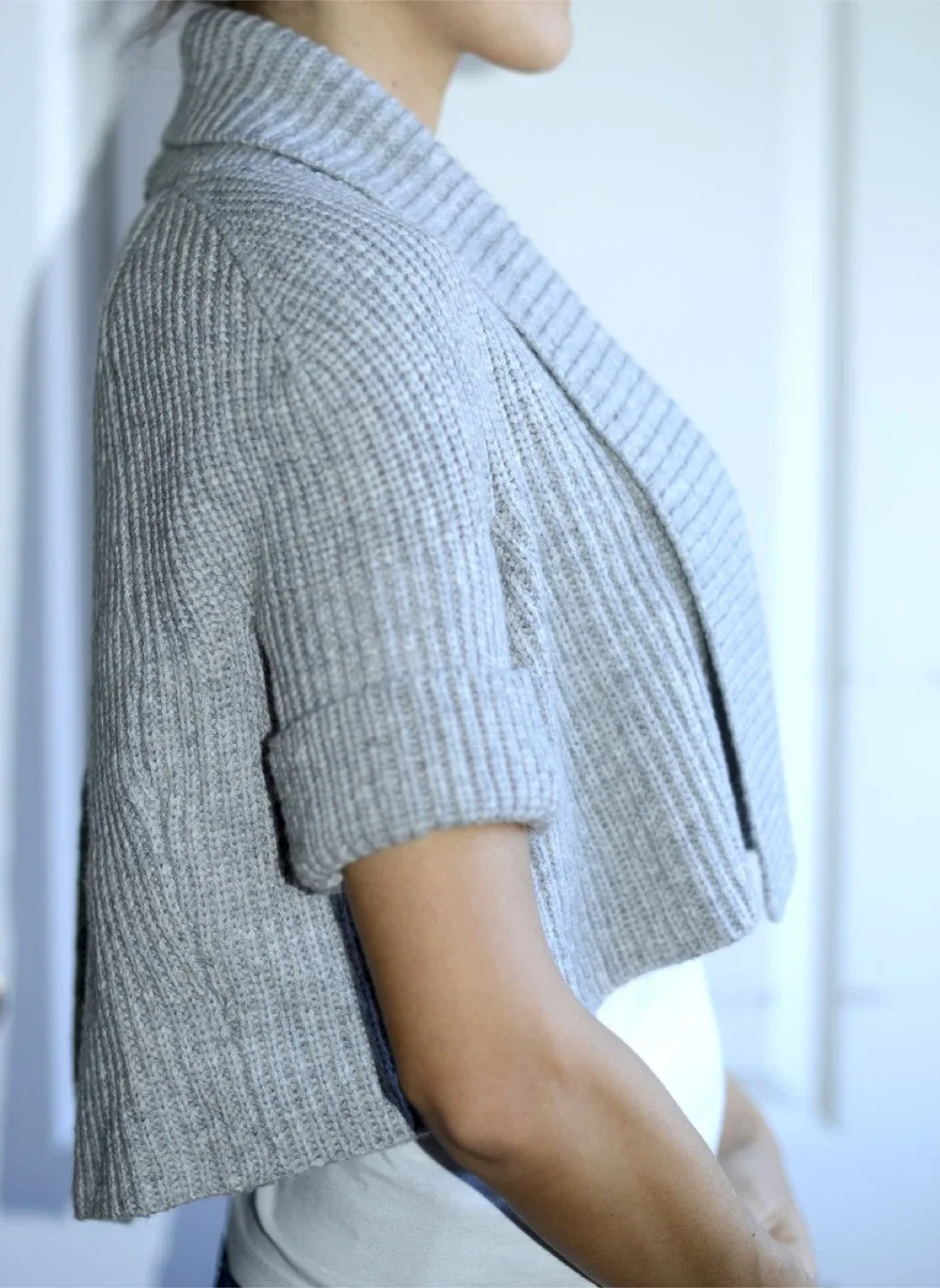 BCBGMAXAZRIA Grey Knit Bolero Shrug image indicator(7)