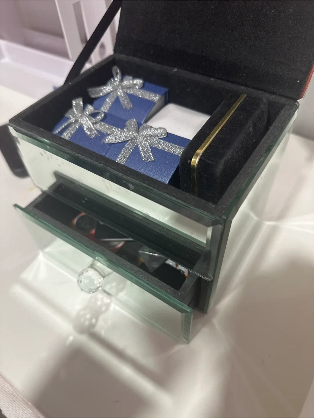 Mirrored Glass 2-Drawer Jewelry Box image indicator(2)