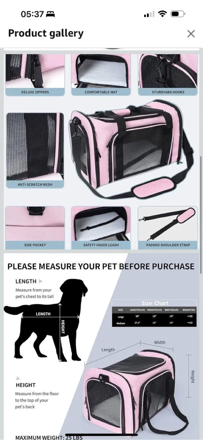 Mile High Life Pet Carrier – Large Size, Pink 💖 image indicator(8)