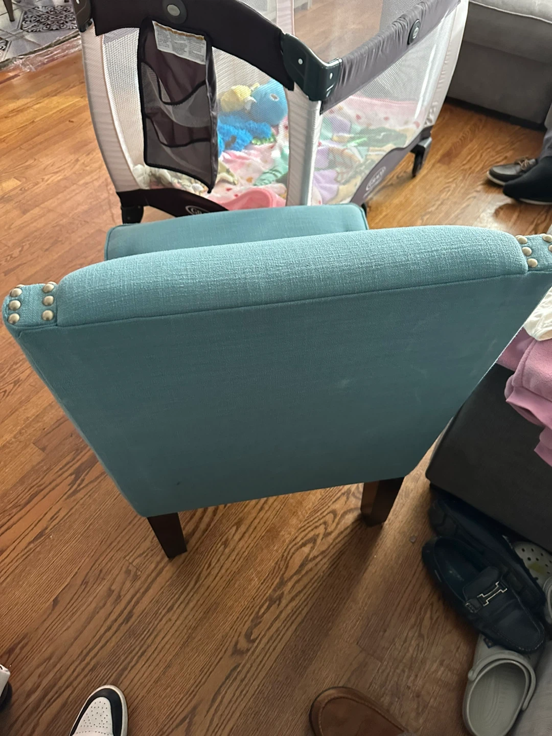 Accent Chair - Light Blue, Nailhead Trim - photo 2