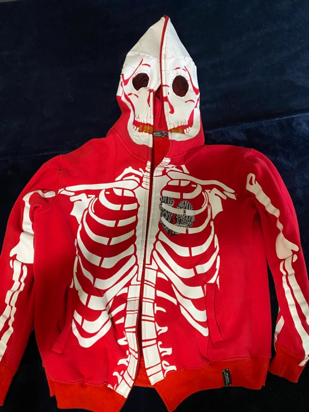 LRG Dead Serious Red Skeleton Full Zip-Up Hoodie ***