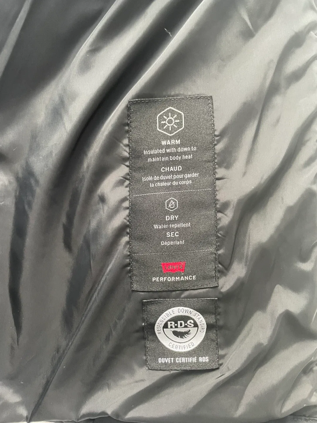 Levi Strauss Black Down Puffer Coat Size S image indicator(4)