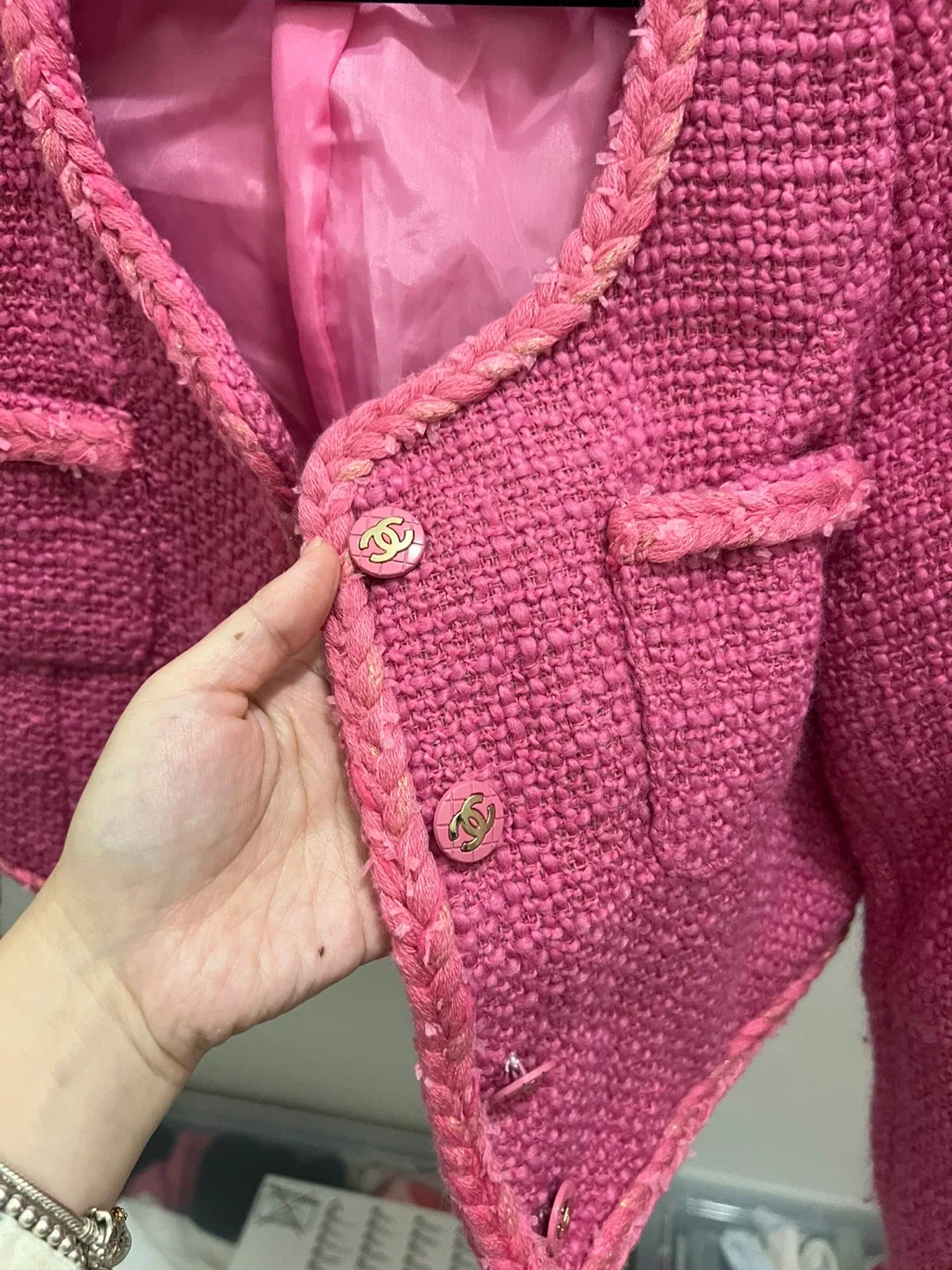 Pink Chanel Style Tweed Jacket image indicator(2)