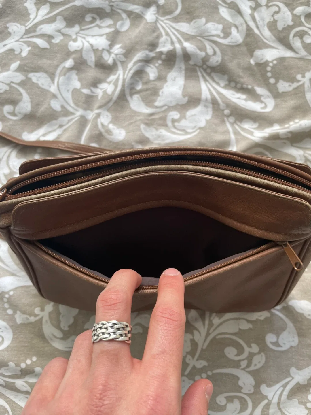 Derek Alexander Brown Leather Crossbody Bag image indicator(8)