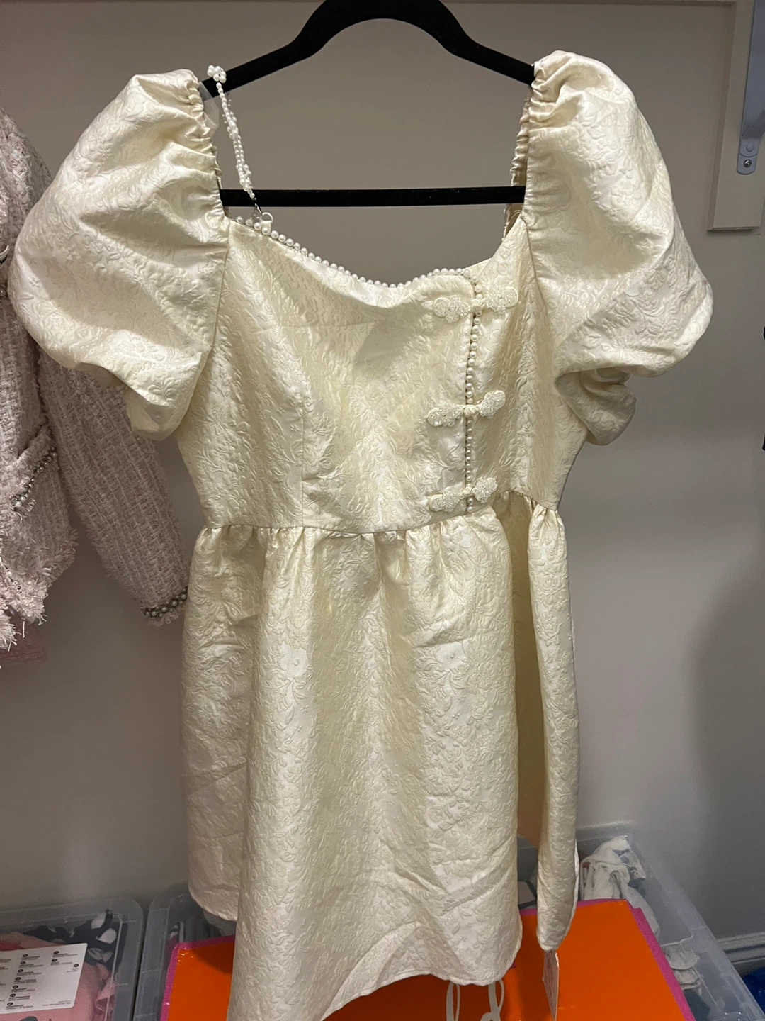 Cream Floral Pearl Dress
