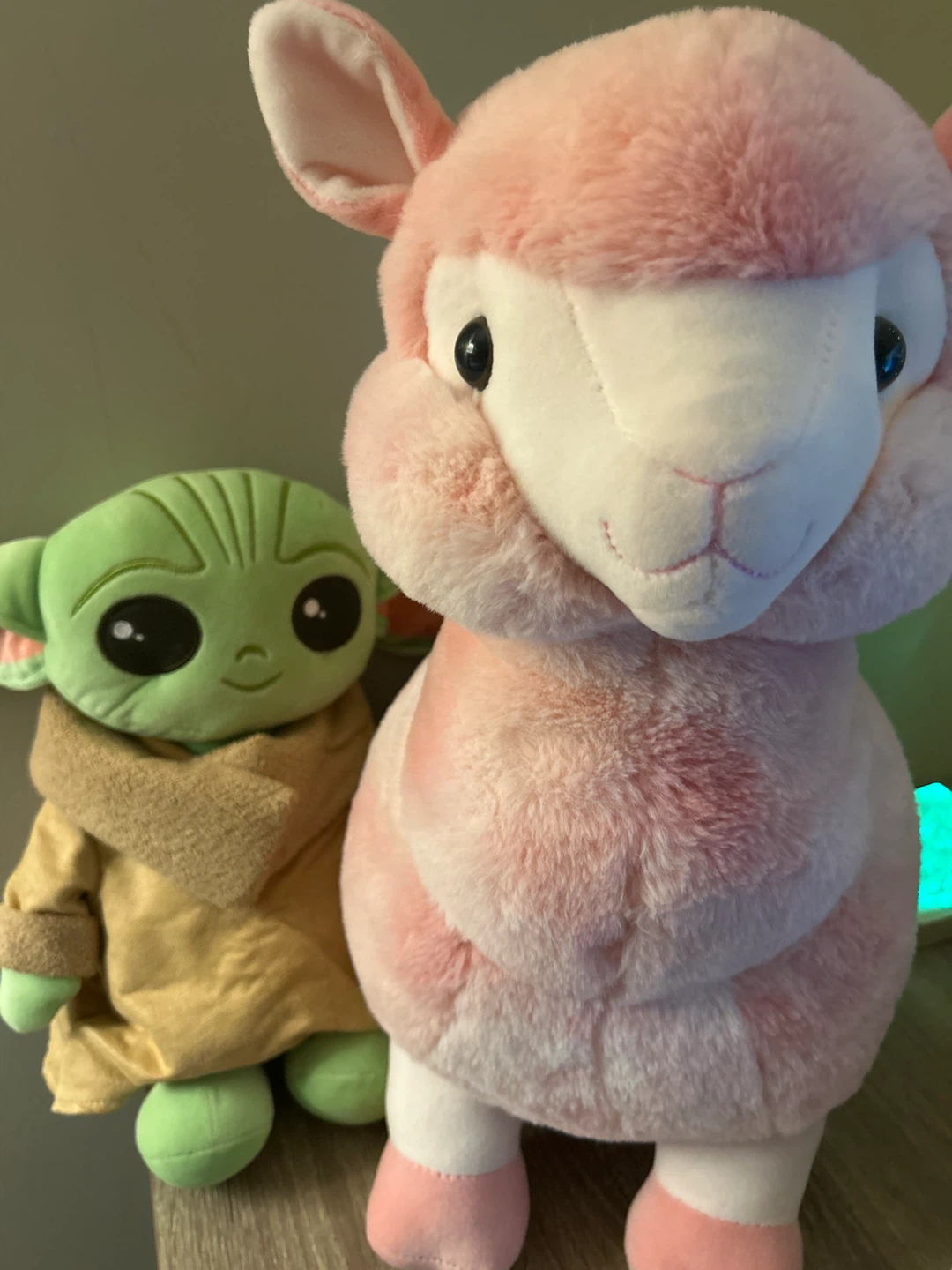 Plush Pink Llama and Baby Yoda