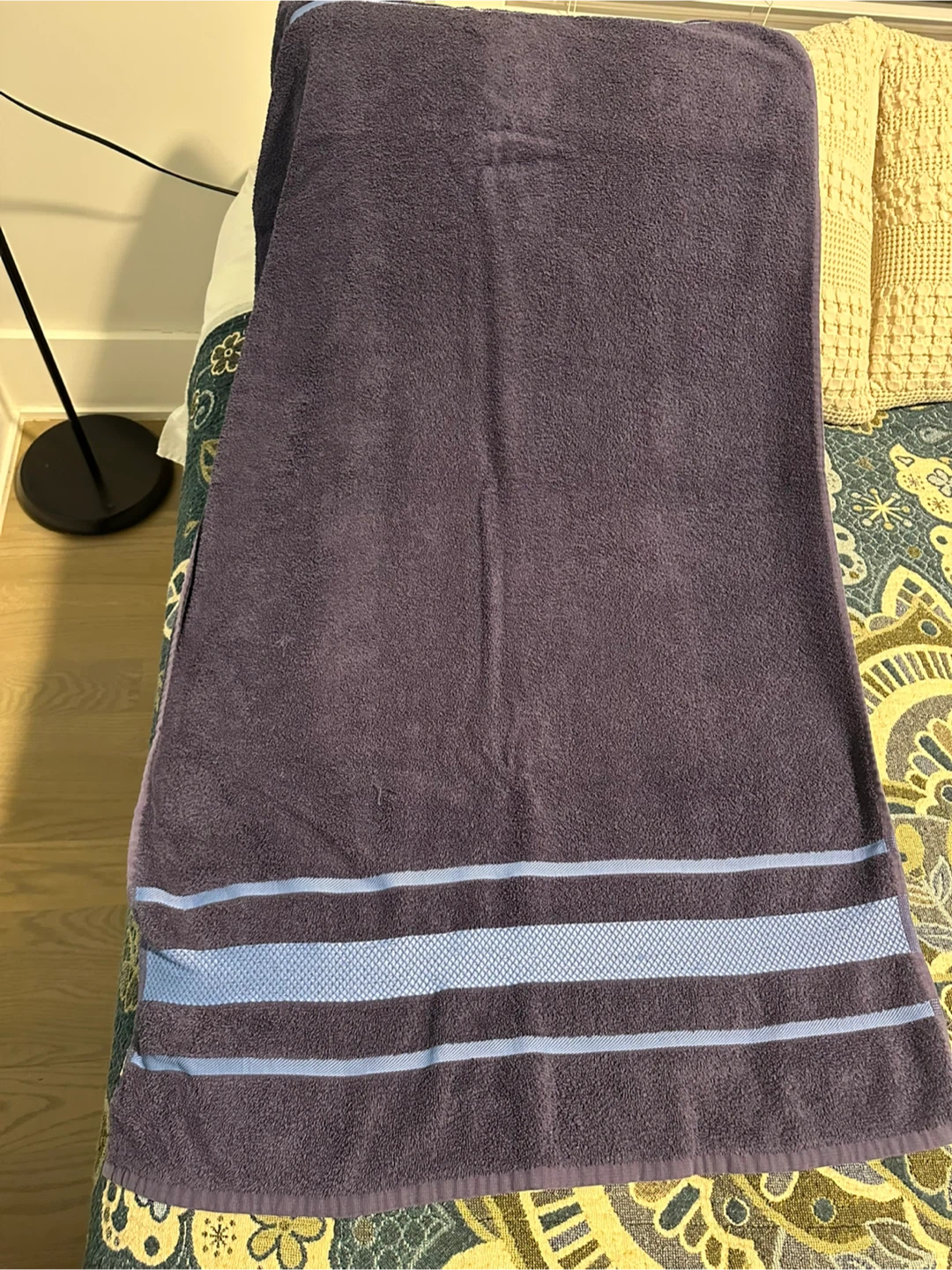 Purple Striped Bath Towel