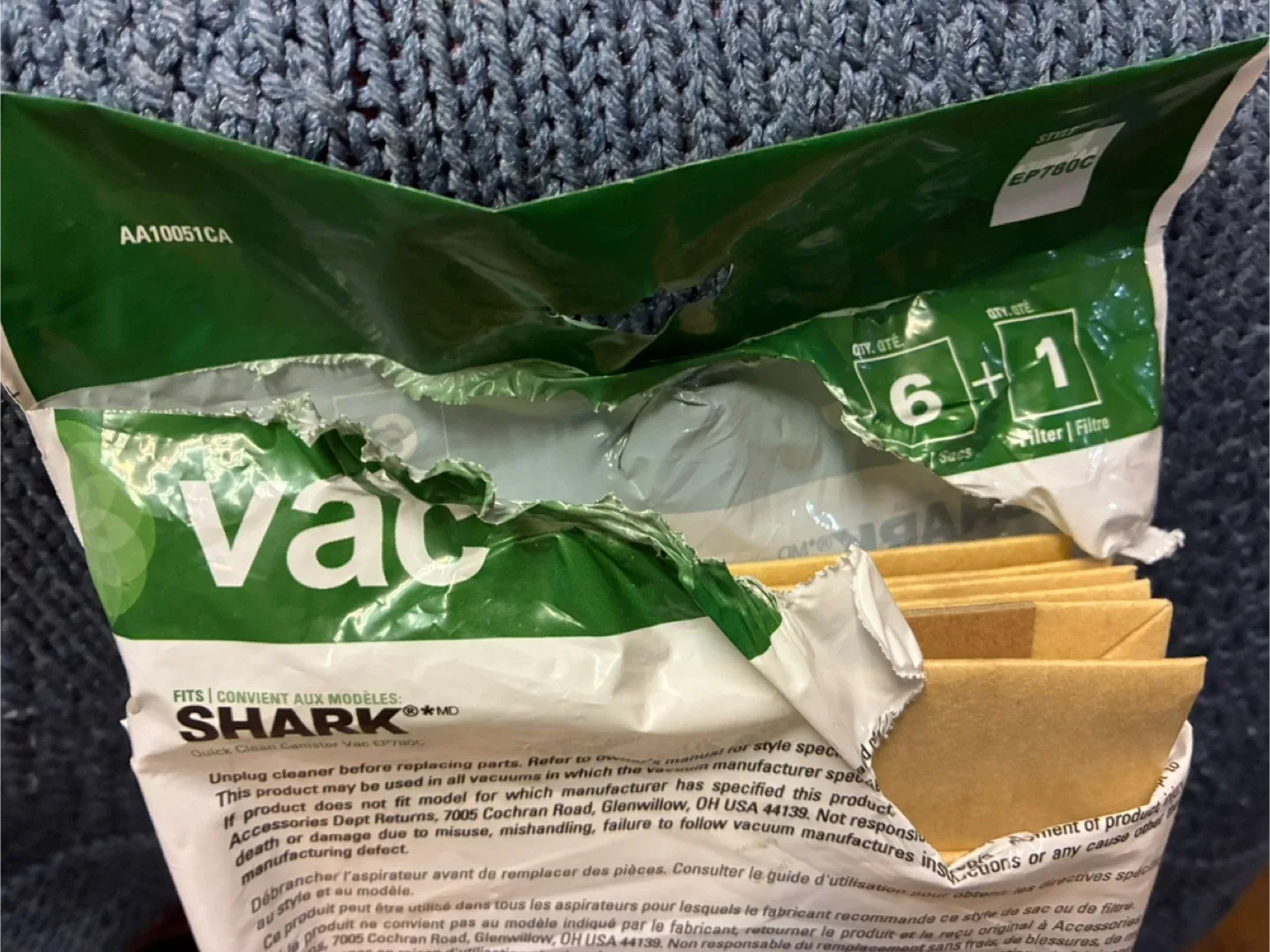 Shark Vac EP780C Vacuum Bags (6+1 filter) image indicator(4)