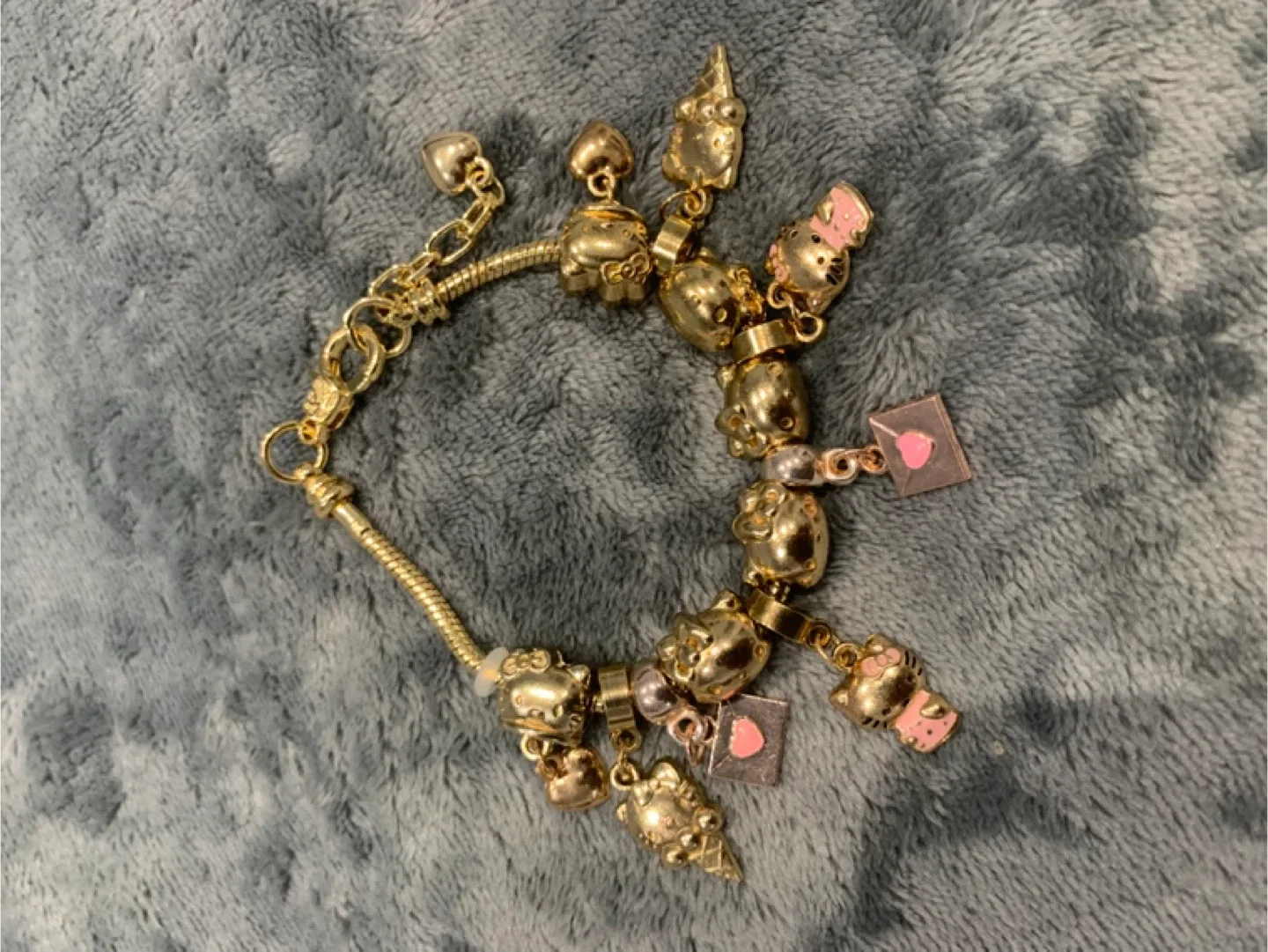 Hello Kitty Charm Bracelet - Gold Tone Plated thumbnail