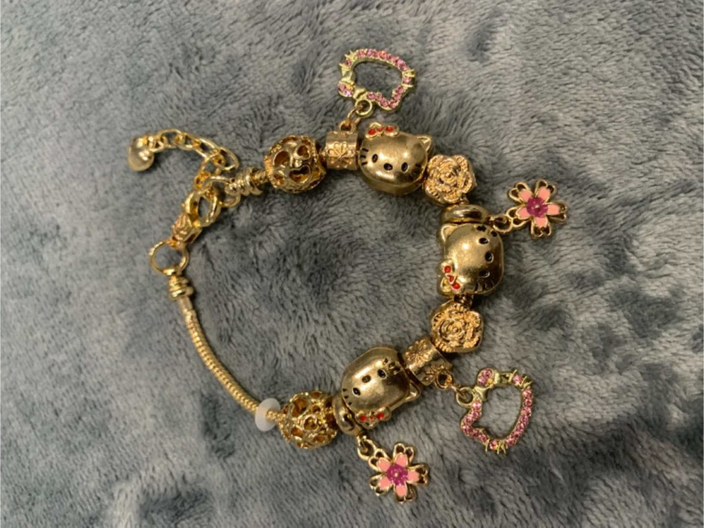 Hello Kitty Gold Tone Plated Charm Bracelet thumbnail