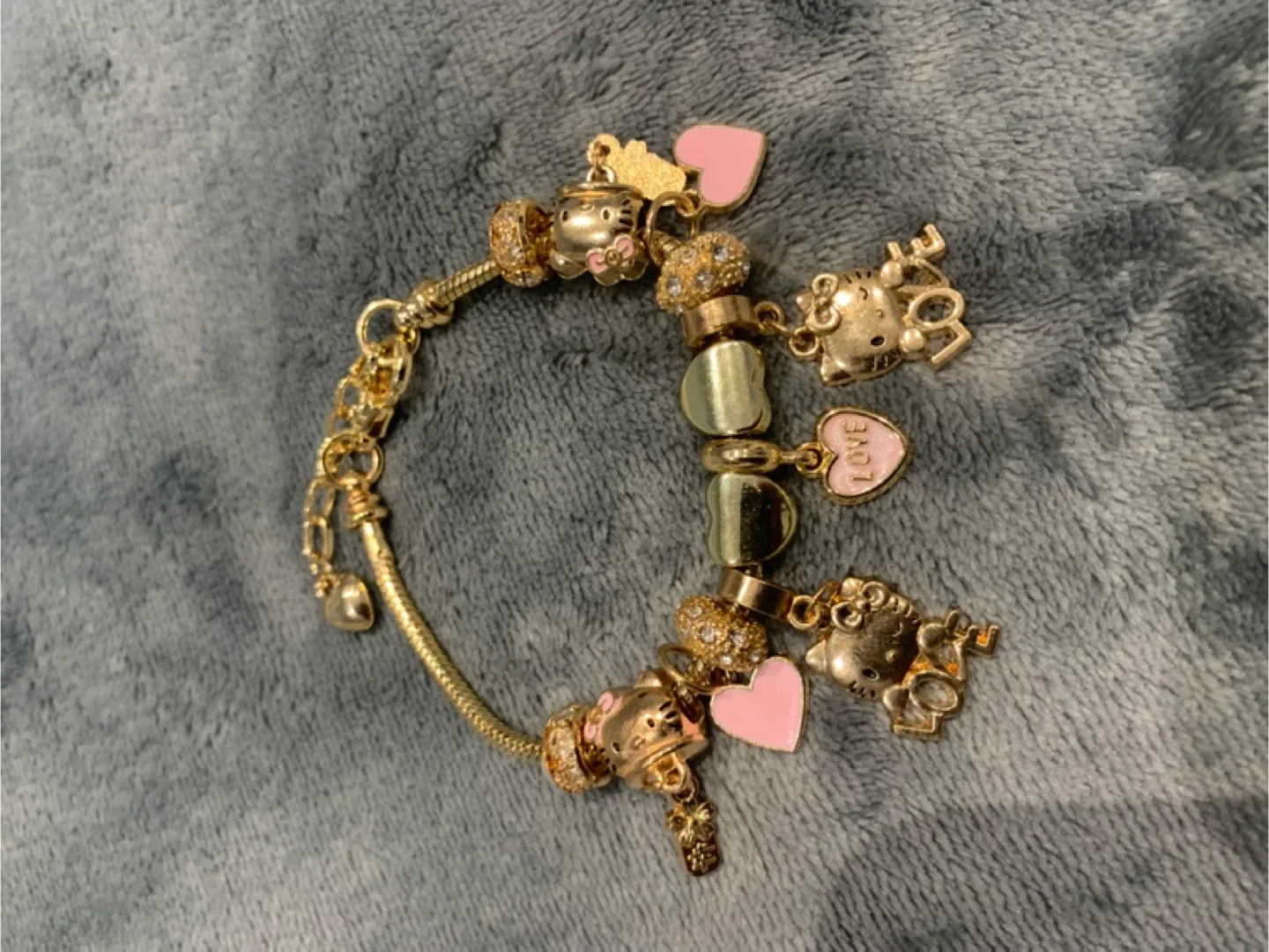 Hello Kitty Gold Tone Plated Charm Bracelet thumbnail