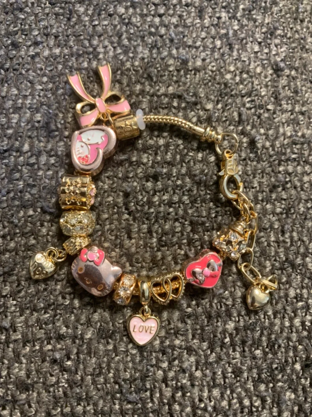 Hello Kitty Charm Bracelet- Gold Tone Plated thumbnail