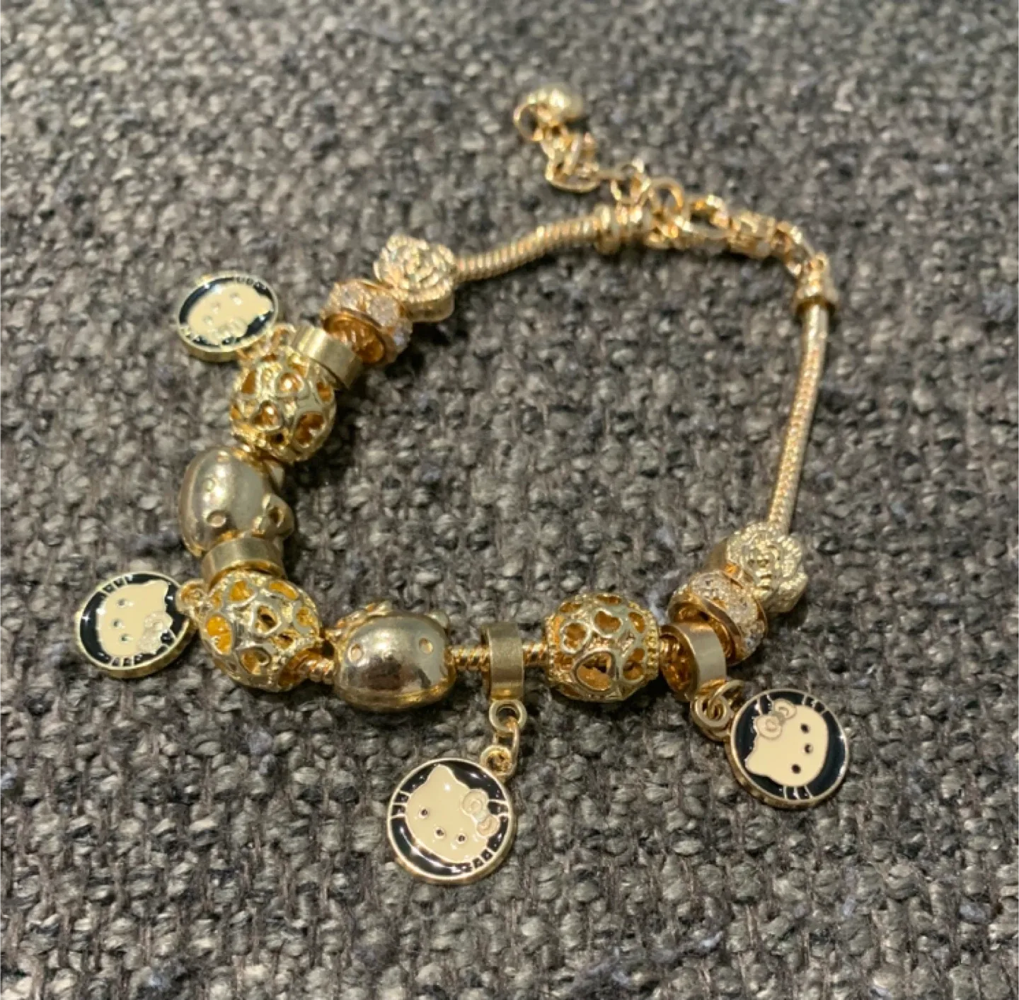 Hello Kitty Gold Tone Plated Charm Bracelet thumbnail