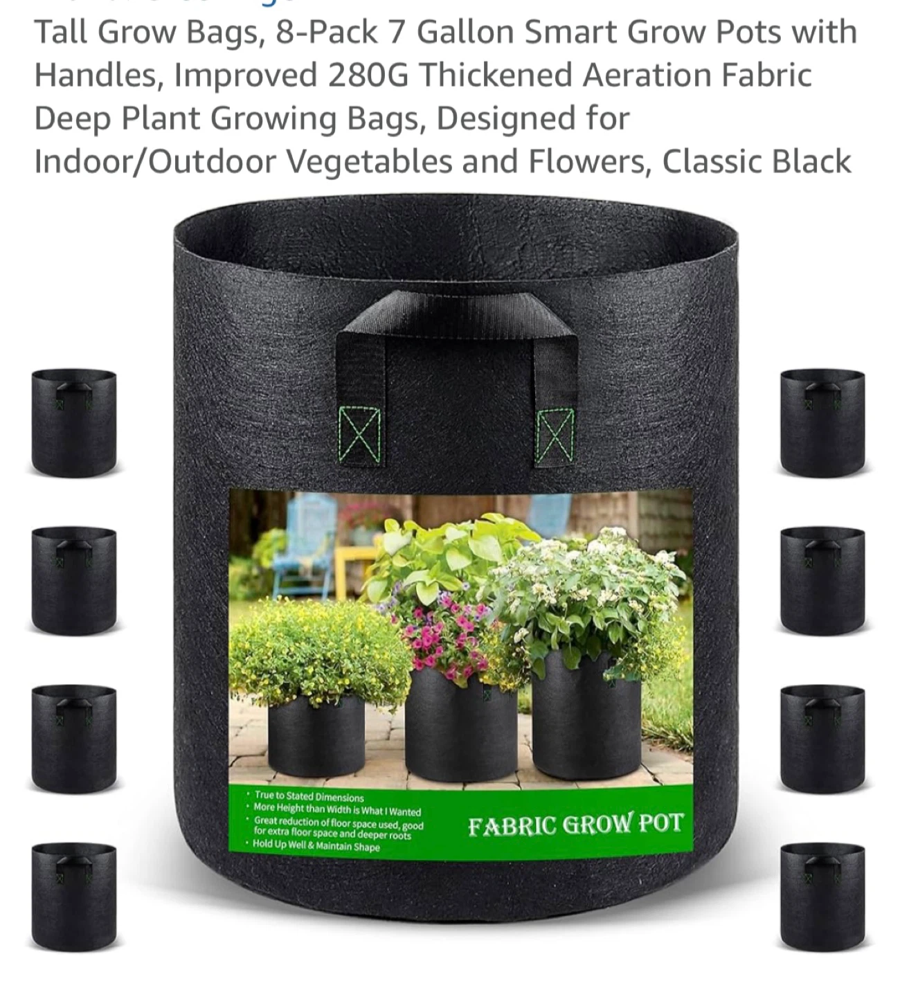 Tall Grow Bags 7 Gallon - 8 Pack