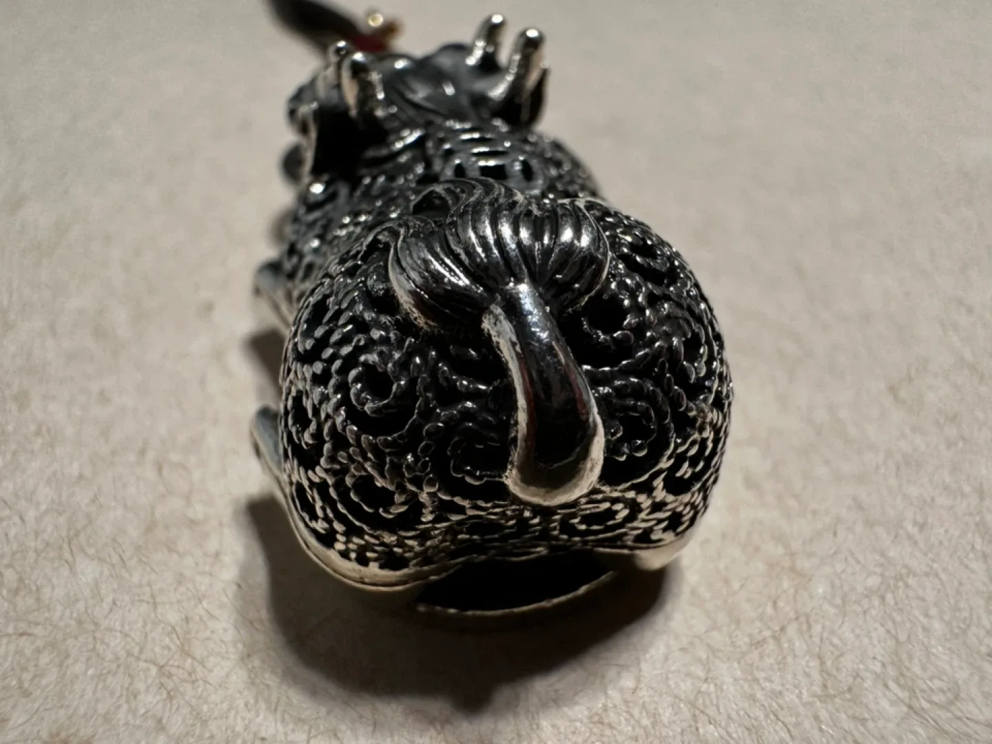 S999 Silver Pixiu Pendant with Bead image indicator(3)