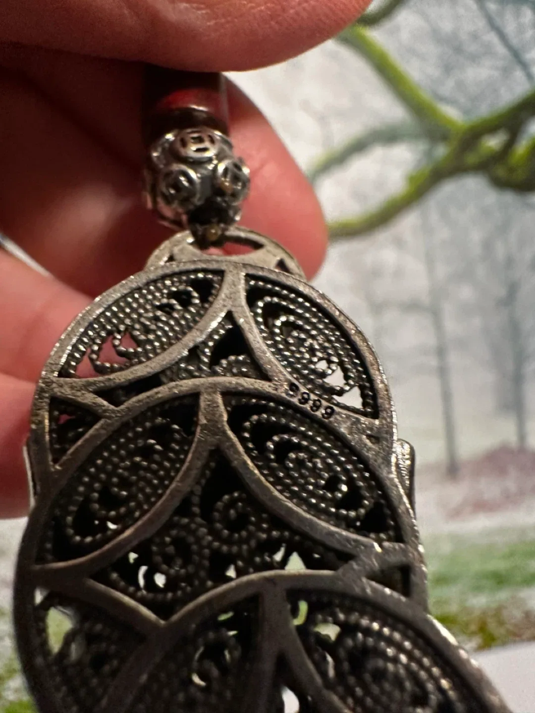 S999 Silver Pixiu Pendant with Bead image indicator(2)