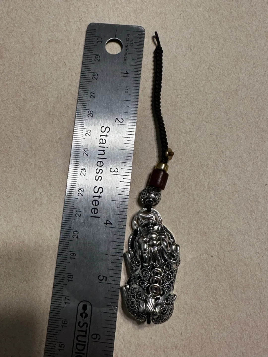 S999 Silver Pixiu Pendant with Bead image indicator(6)