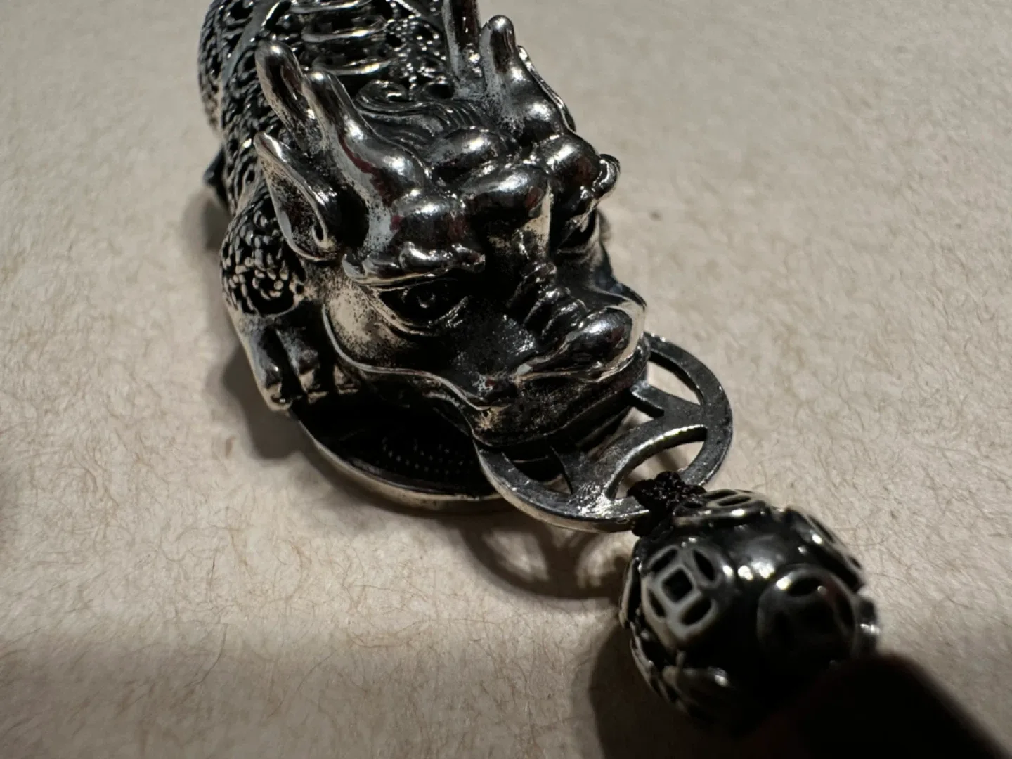 S999 Silver Pixiu Pendant with Bead image indicator(5)