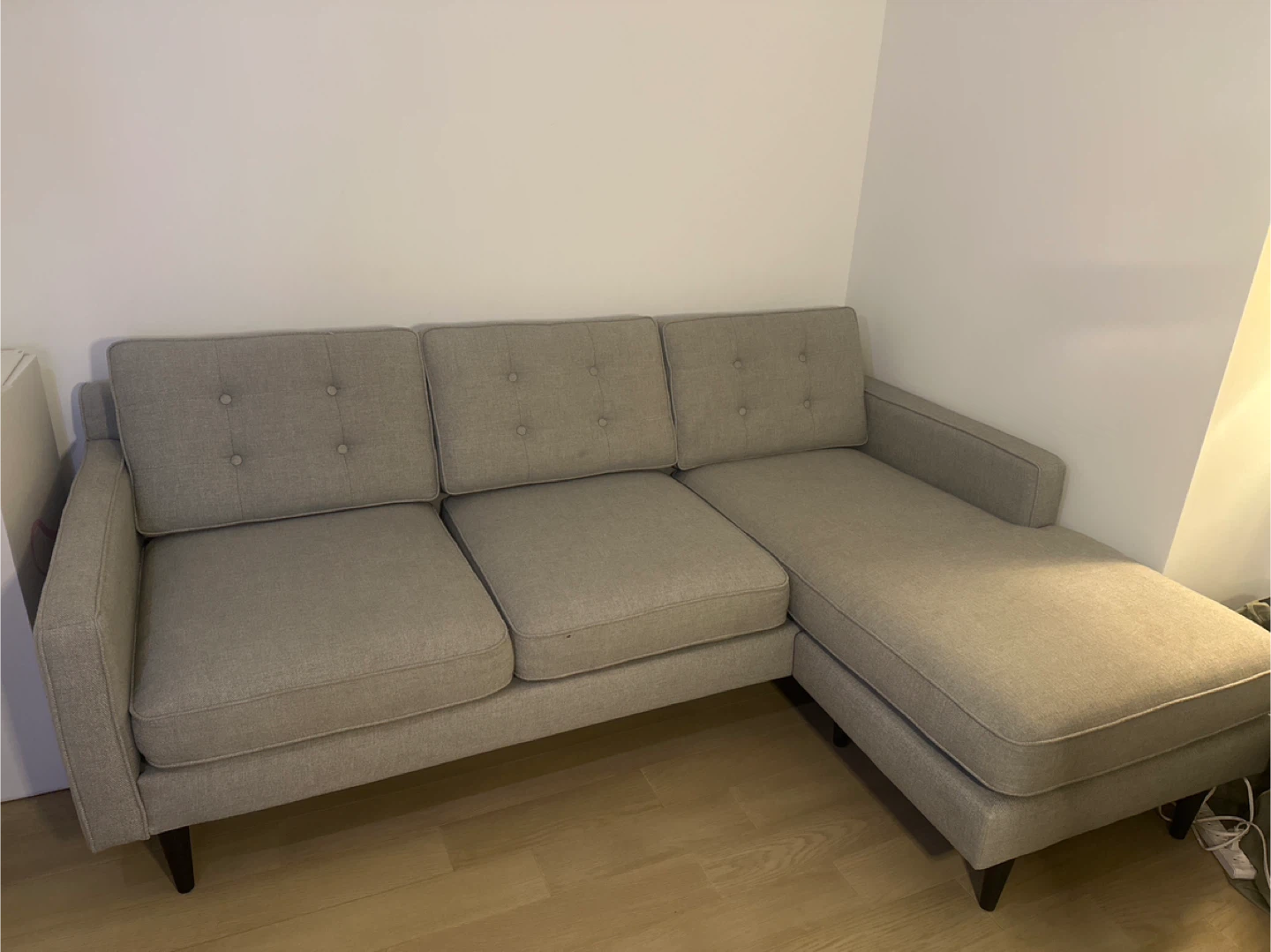 Gray west elm Drake 86” reversible sectional
