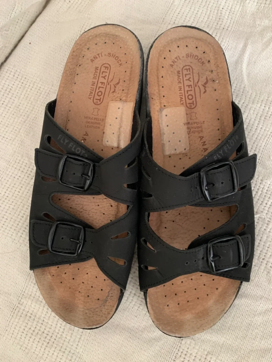 Fly Flot Black Leather Sandals - Size 40 Moving sale Negotiable image indicator(2)