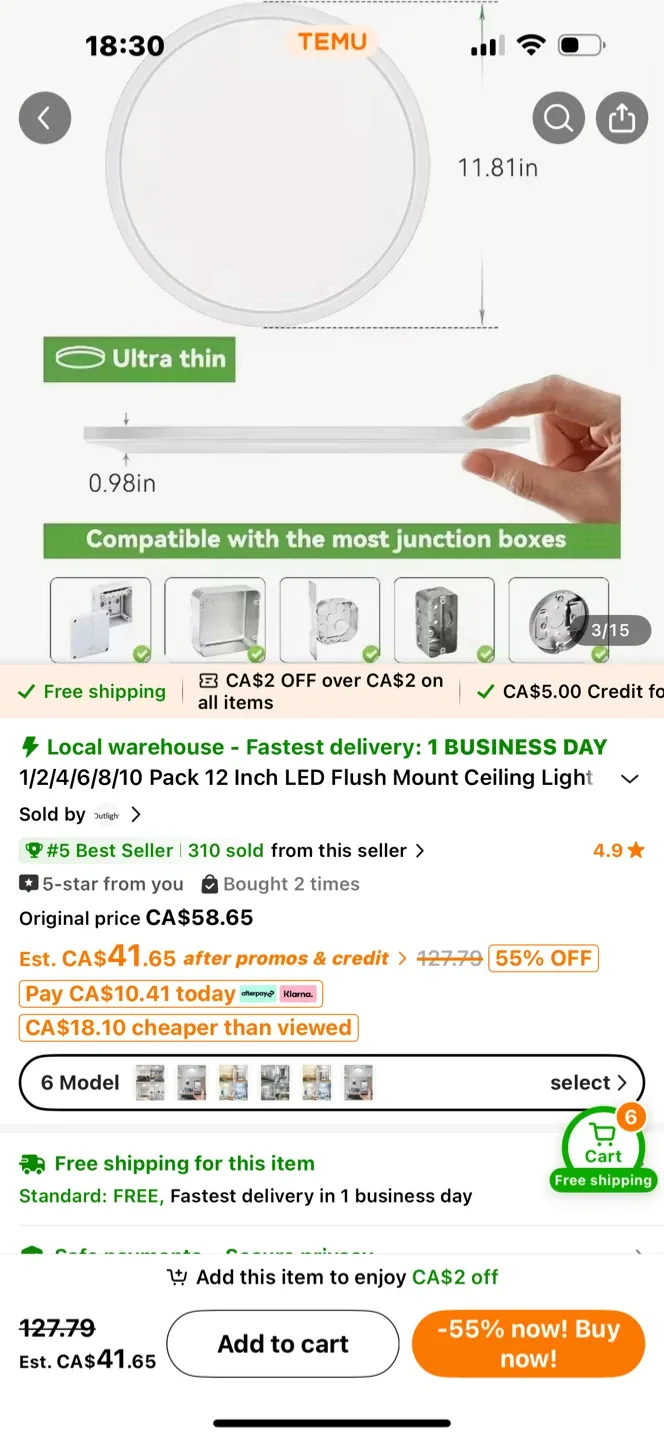 12 Inch LED Flush Mount Ceiling Light image indicator(2)