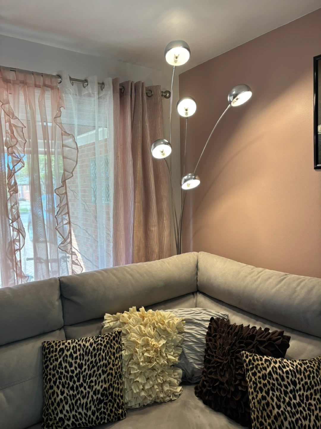 Chrome Arc Floor Lamp with Marble Base