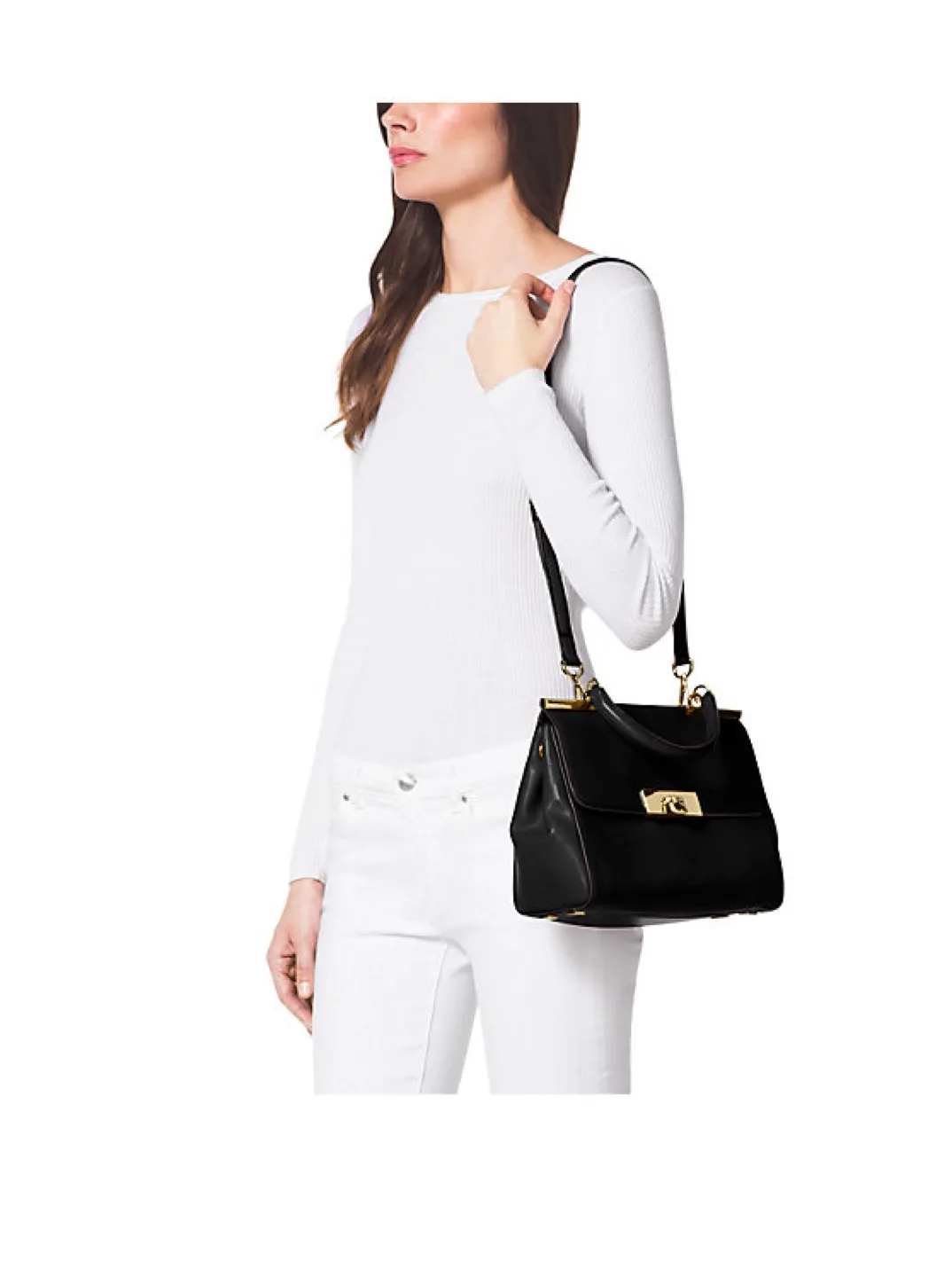 Michael Kors Marlow Satchel, Black Calf Leather – Like New image indicator(9)