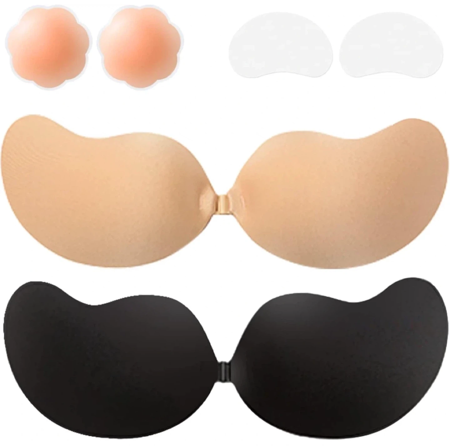 Adhesive Strapless Backless Bra - Beige & Black